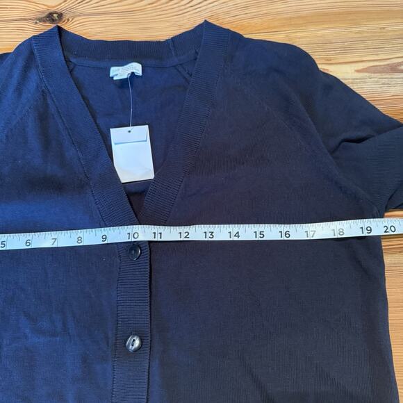 J Jill Cardigan Sz MED Navy Blue 5-Button Classic Staple Basic Organic Cotton - Picture 7 of 11
